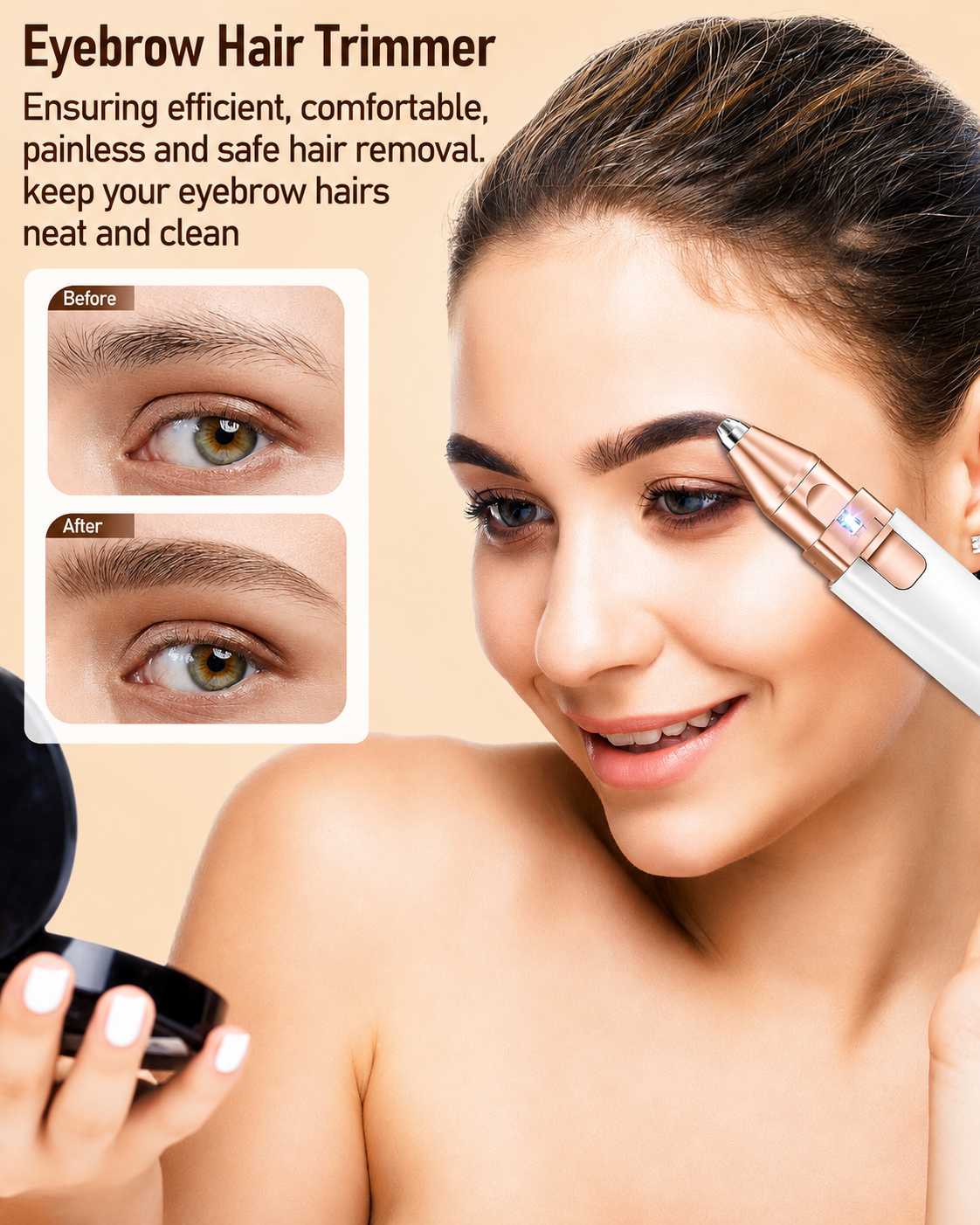 VIFERA 2-in-1 Eyebrow Trimmer & Facial Hair Removal Machine -  USB RECHARGEABLE