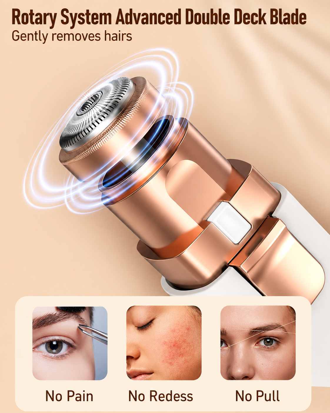 VIFERA 2-in-1 Eyebrow Trimmer & Facial Hair Removal Machine -  USB RECHARGEABLE