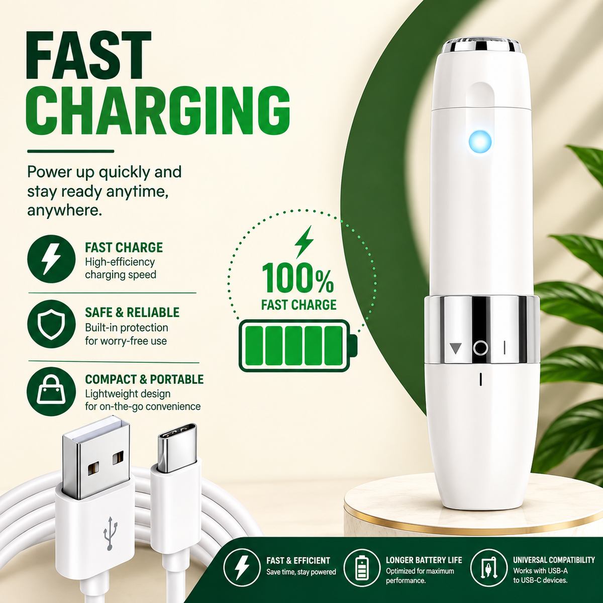 Face Mini Hair Remover FS1000 Cordless for Women (White)